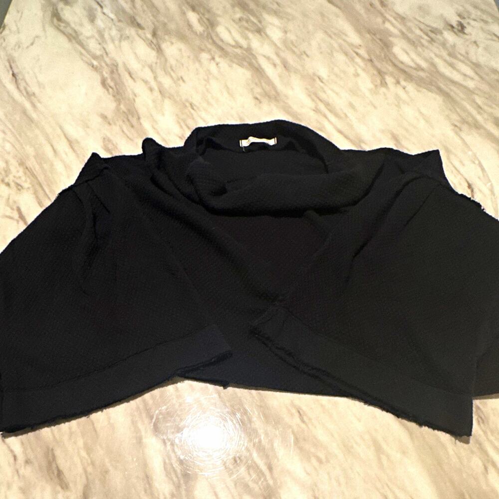 Free people Women’s Black Wool Knit wide Sleeve Pullover Sweater L 0150